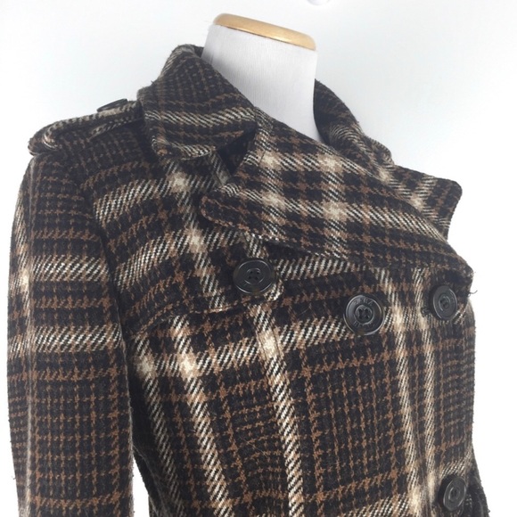 Zara Checked Wool Coat size Small - Picture 6 of 8